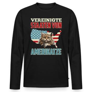 UNITED STATES OF AMERICATZE Funny United States - Men's Premium Organic Long Sleeve Shirt - black - Front - Nico (187cm)