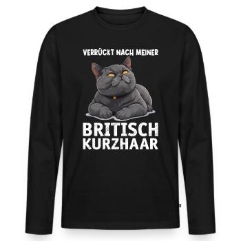 British Shorthair CRAZY ABOUT MY BRITISH - Men's Premium Organic Long Sleeve Shirt - black - Front - Nico (187cm)