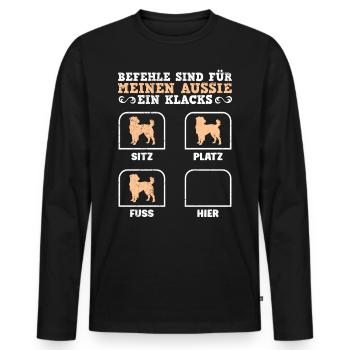 Hundebesitzer BEFEHLE SIND FÜR MEINEN AUSSIE EIN - Männer Premium Bio Langarmshirt - Schwarz - Vorne - Nico (187cm)