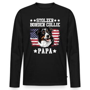 Border Collie FIER PAPA D’UN BORDER COLLIE - T-shirt manches longues Premium bio Homme - noir - Devant - Nico (187cm)