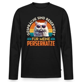 Chats Persans LES CONVERSATIONS SONT RÉSERVÉES À MON - T-shirt manches longues Premium bio Homme - noir - Devant - Nico (187cm)