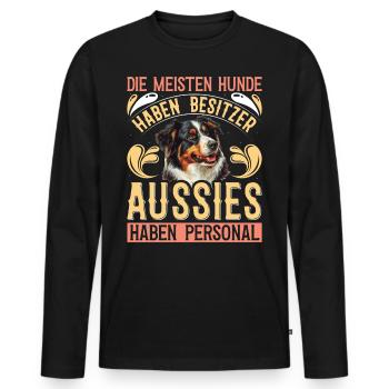 AUSSIES HAVE STAFF MOST DOGS HAVE - Men's Premium Organic Long Sleeve Shirt - black - Front - Nico (187cm)