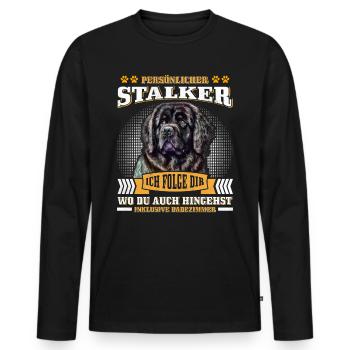 Newfie PERSONAL STALKER Funny Newfoundland - Men's Premium Organic Long Sleeve Shirt - black - Front - Nico (187cm)