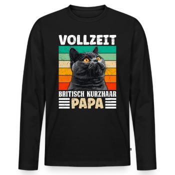 Britische Kurzhaar VOLLZEIT BRITISCH KURZHAAR DAD - Männer Premium Bio Langarmshirt - Schwarz - Vorne - Nico (187cm)