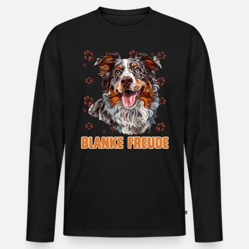 Australian Shepherd BLANKE FREUDE Aussie - Männer Premium Bio Langarmshirt - Schwarz