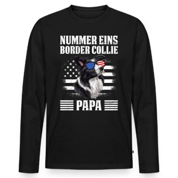 Border Collie NUMBER ONE BORDER COLLIE DAD - Men's Premium Organic Long Sleeve Shirt - black - Front - Nico (187cm)