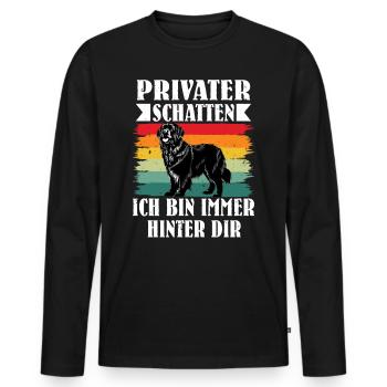 Newfie PRIVATER SCHATTEN ICH BIN IMMER HINTER DIR - Männer Premium Bio Langarmshirt - Schwarz - Vorne - Nico (187cm)