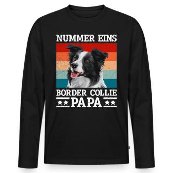 Border Collie NUMBER ONE BORDER COLLIE DAD - Men's Premium Organic Long Sleeve Shirt - black - Front - Nico (187cm)