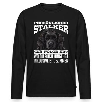 Neufundländer PERSÖNLICHER STALKER FOLGE DIR - Männer Premium Bio Langarmshirt - Schwarz - Vorne - Nico (187cm)