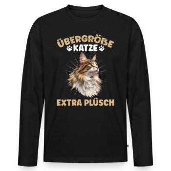 Maine Coon PLUS SIZE CAT EXTRA Plush Funny - Men's Premium Organic Long Sleeve Shirt - black - Front - Nico (187cm)