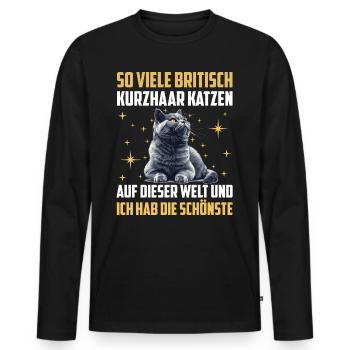 British Shorthair SO MANY BRITISH SHORTHAIRS - Men's Premium Organic Long Sleeve Shirt - black - Front - Nico (187cm)