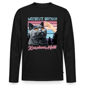 Britisch Kurzhaar WELTBESTE BRITISCH KURZHAAR - Männer Premium Bio Langarmshirt - Schwarz - Vorne - Nico (187cm)