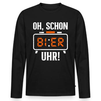 Schon wieder Bier Uhr Biertrinker Bierbrauer - Männer Premium Bio Langarmshirt - Schwarz - Vorne - Nico (187cm)