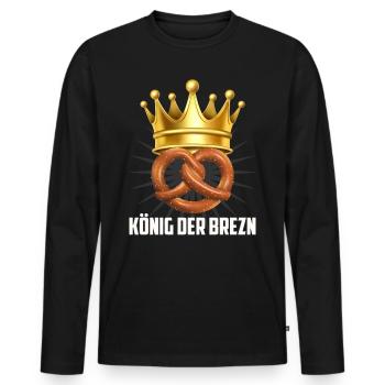 Bretzel König Bretzel Brezn Bayern - Männer Premium Bio Langarmshirt - Schwarz - Vorne - Nico (187cm)