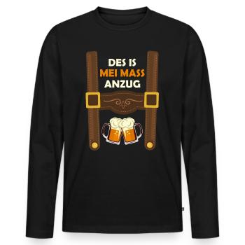 Des is mei Mass Suit Beer Drinker Beer Saying - Men's Premium Organic Long Sleeve Shirt - black - Front - Nico (187cm)