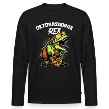 Oktobasaurus Rex Pretzelrex Pretzelsaurus - T-shirt manches longues Premium bio Homme - noir - Devant - Nico (187cm)