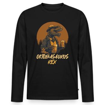 Oktbasaurusrex Bier Dinosaurier Biertrinker - Männer Premium Bio Langarmshirt - Schwarz - Vorne - Nico (187cm)