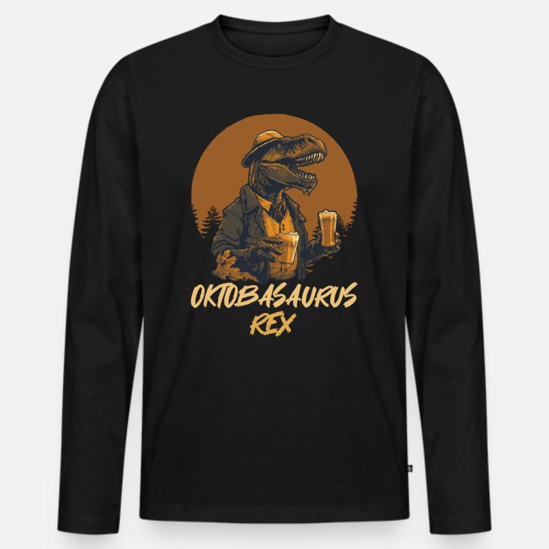 Oktbasaurusrex Bier Dinosaurier Biertrinker - Männer Premium Bio Langarmshirt - Schwarz