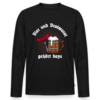 Beer and bratwurst are part of Bavaria - Men's Premium Organic Long Sleeve Shirt - black - Front - Nico (187cm)
