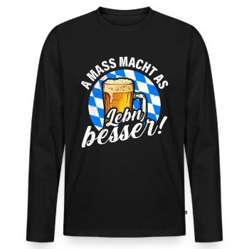 A Mass macht s Leben besser Bayern bayerisch - T-shirt manches longues Premium bio Homme - noir - Devant - Nico (187cm)