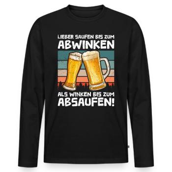 Funny Beer Drinker Saying Beer - Men's Premium Organic Long Sleeve Shirt - black - Front - Nico (187cm)