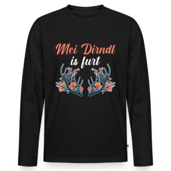Aujourd’hui sans Dirndl Remplacement Dirndl Femmes - T-shirt manches longues Premium bio Homme - noir - Devant - Nico (187cm)