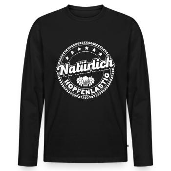 Natürlich Hopfenlastig lustiger Spruch Bierzelt - Männer Premium Bio Langarmshirt - Schwarz - Vorne - Nico (187cm)
