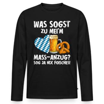 Was sagst zu meinem Mass-Anzug? - Männer Premium Bio Langarmshirt - Schwarz - Vorne - Nico (187cm)