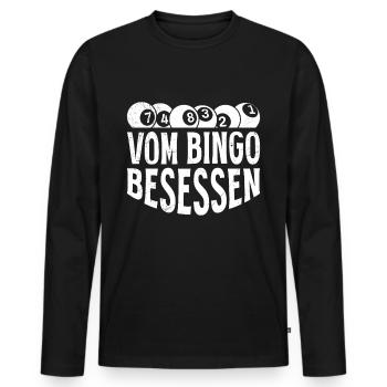 Bingo Players OBSESSED WITH BINGO Fun Bingo - Men's Premium Organic Long Sleeve Shirt - black - Front - Nico (187cm)