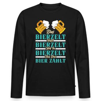 LA TENTE À BIÈRE EST APPELÉE TENTE À BIÈRE PARCE QUE SEULE LA BIÈRE COMPTE - T-shirt manches longues Premium bio Homme - noir - Devant - Nico (187cm)