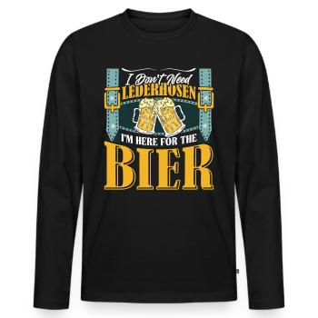 Festival folklorique de Munich N’AVEZ PAS BESOIN DE LEDERHOSEN ICI POUR - T-shirt manches longues Premium bio Homme - noir - Devant - Nico (187cm)