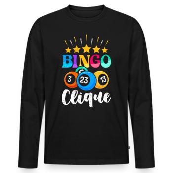 Bingo Player BINGO CLIQUE Fun Bingo - Men's Premium Organic Long Sleeve Shirt - black - Front - Nico (187cm)