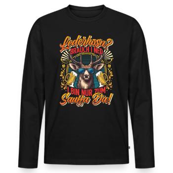 LEATHER TROUSERS? I DON'T NEED TO DRINK THERE - Men's Premium Organic Long Sleeve Shirt - black - Front - Nico (187cm)