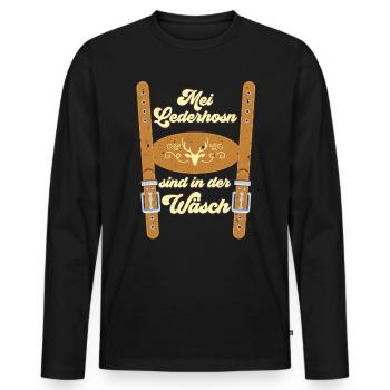 Le festival folklorique de Munich MEI LEDERHOSN EST À DA WÄSCH - T-shirt manches longues Premium bio Homme - noir - Devant - Nico (187cm)