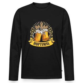 Munich Folk Festival HOPTIMAL Funny Beer Fan - T-shirt manches longues Premium bio Homme - noir - Devant - Nico (187cm)