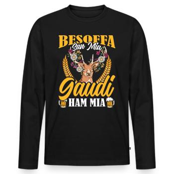 Festival folklorique de Munich BESOFFA SAN MIA GAUDI HAM MIA - T-shirt manches longues Premium bio Homme - noir - Devant - Nico (187cm)