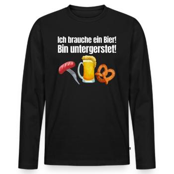 Munich Folk Festival NEED A BEER UNDERMINED - Men's Premium Organic Long Sleeve Shirt - black - Front - Nico (187cm)