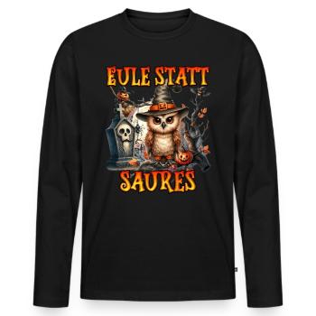 Halloween Kostüm EULE STATT SAURES Lustiges - Männer Premium Bio Langarmshirt - Schwarz - Vorne - Nico (187cm)
