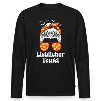 Halloween Kostüm Kinder LIEBLICHER TEUFEL Lustig - Männer Premium Bio Langarmshirt - Schwarz - Vorne - Nico (187cm)