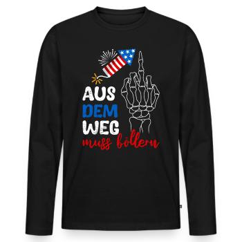 Feuerwerk AUS DEM WEG MUSS BÖLLERN Lustiges - Männer Premium Bio Langarmshirt - Schwarz - Vorne - Nico (187cm)