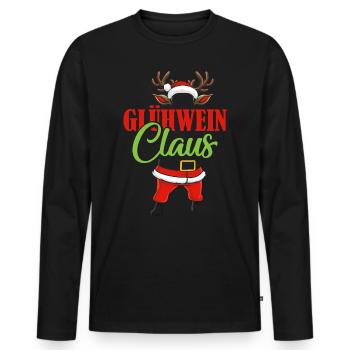 Weihnachtsmarkt GLÜHWEIN CLAUS Lustiges Santa - Männer Premium Bio Langarmshirt - Schwarz - Vorne - Nico (187cm)