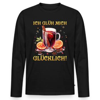 Weihnachtsmarkt GLÜH MICH GLÜCKLICH Lustiges - Männer Premium Bio Langarmshirt - Schwarz - Vorne - Nico (187cm)