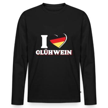 Weihnachtsmarkt I LOVE GLÜHWEIN Deutschland - Männer Premium Bio Langarmshirt - Schwarz - Vorne - Nico (187cm)