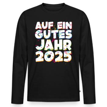 Silvester Party AUF EIN GUTES JAHR 2025 Feuerwerk - Männer Premium Bio Langarmshirt - Schwarz - Vorne - Nico (187cm)
