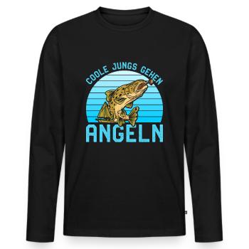 Angler Geburtstag COOLE JUNGS GEHEN ANGELN Lustig - Männer Premium Bio Langarmshirt - Schwarz - Vorne - Nico (187cm)
