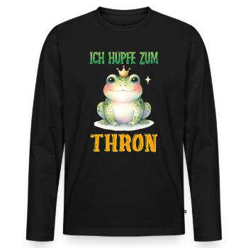 Froschkostüm ICH HÜPFE ZUM THRON Lustiges - Männer Premium Bio Langarmshirt - Schwarz - Vorne - Nico (187cm)