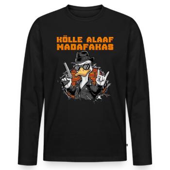 KÖLLE ALAAF MADAFAKAS Lustiges Entenkostüm Kölner - Männer Premium Bio Langarmshirt - Schwarz - Vorne - Nico (187cm)