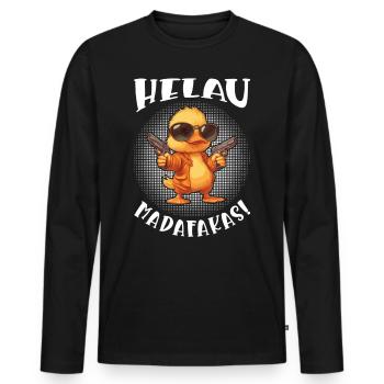 Kölner Karneval HELAU MADAFAKAS Lustiges Enten - Männer Premium Bio Langarmshirt - Schwarz - Vorne - Nico (187cm)
