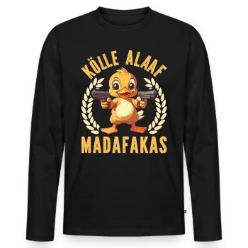 Entenkostüm Karneval KÖLLE ALAAF MADAFAKAS - Männer Premium Bio Langarmshirt - Schwarz - Vorne - Nico (187cm)