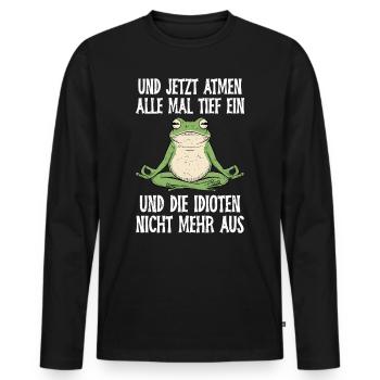 Froschkostüm UND JETZT ATMEN ALLE MAL TIEF EIN - Männer Premium Bio Langarmshirt - Schwarz - Vorne - Nico (187cm)